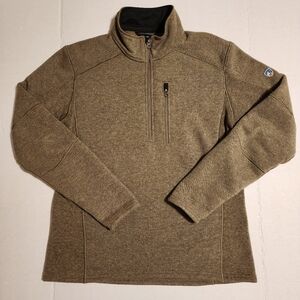 KUHL Interceptr 1/4 Zip Fleece Pullover Sweater Brown/Oatmeal Mens Size L